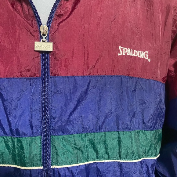Spalding windbreaker track suit jacket, lined full zip unisex size large - Picture 2 of 10